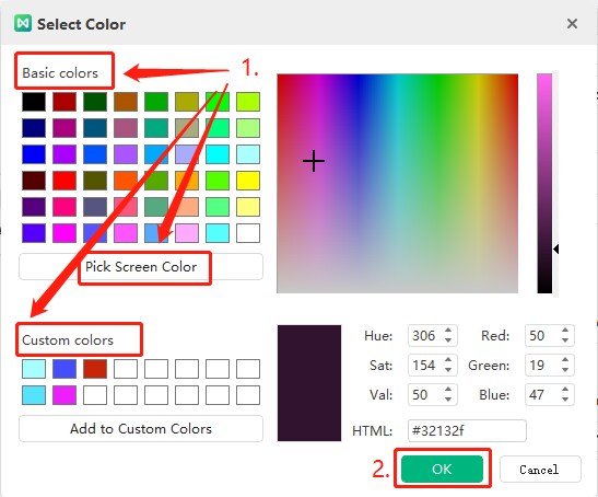 three ways of setting topic shadow colors