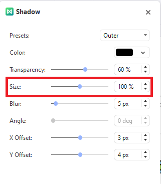edrawmind change shadow size