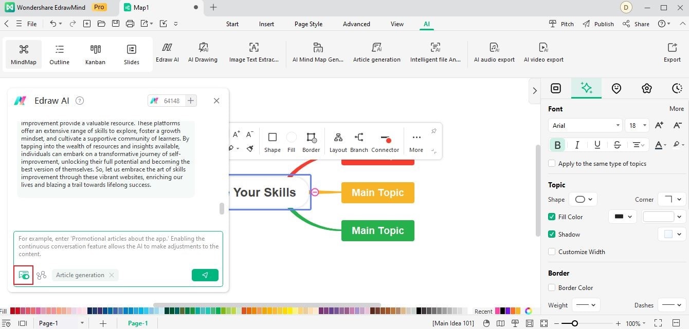 edraw ai continuous dialog article generation