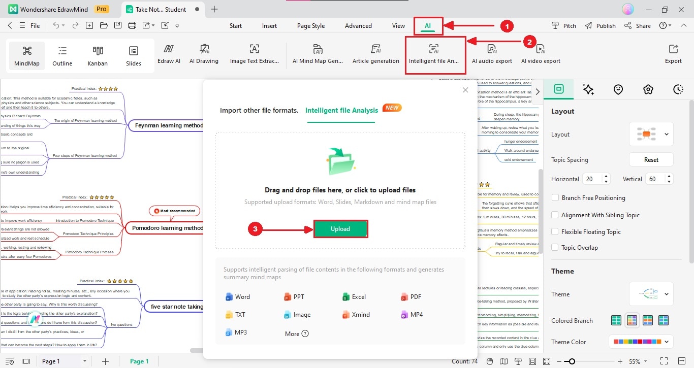 edraw ai intelligent file analysis interface