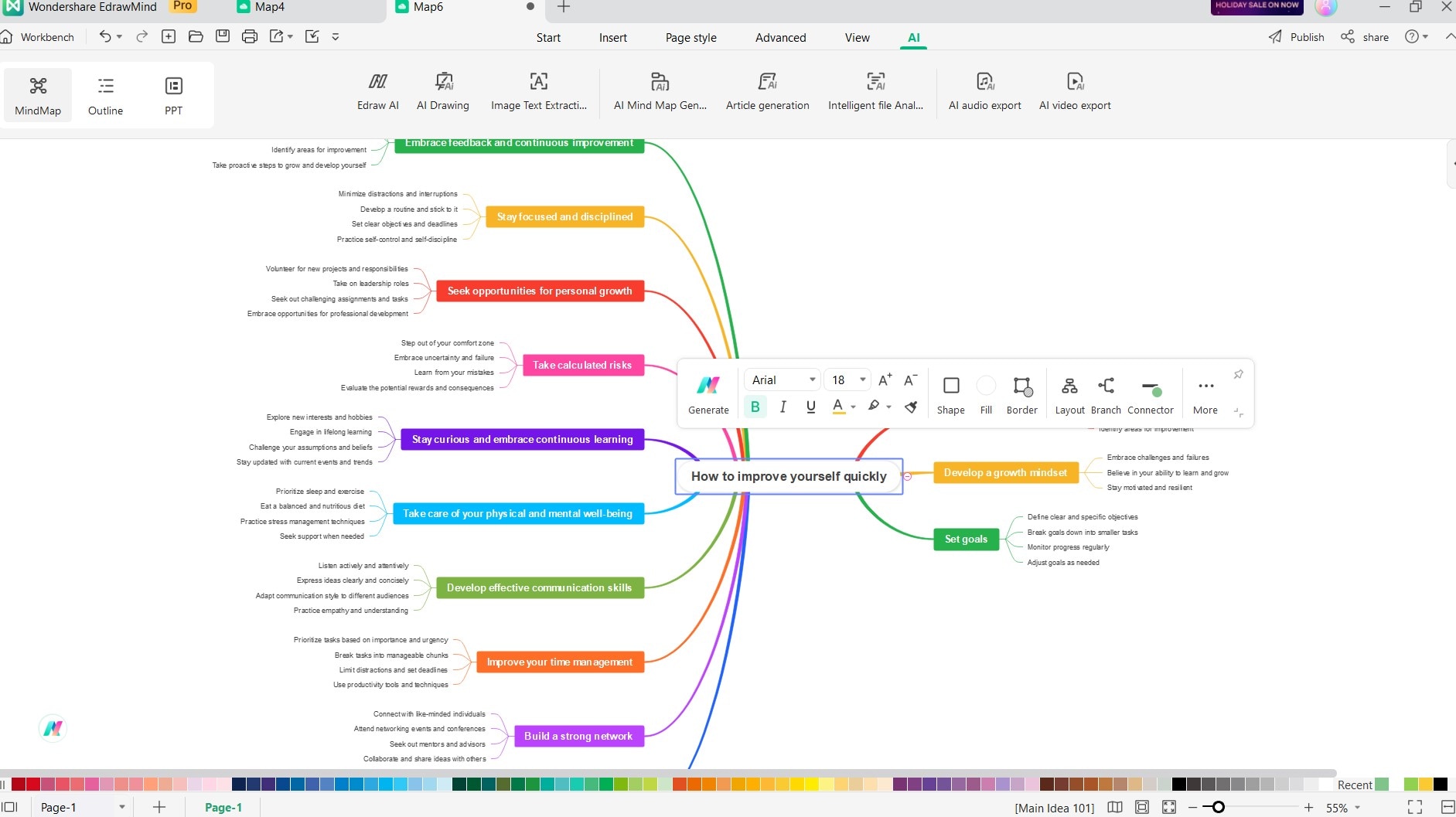one click mind map result