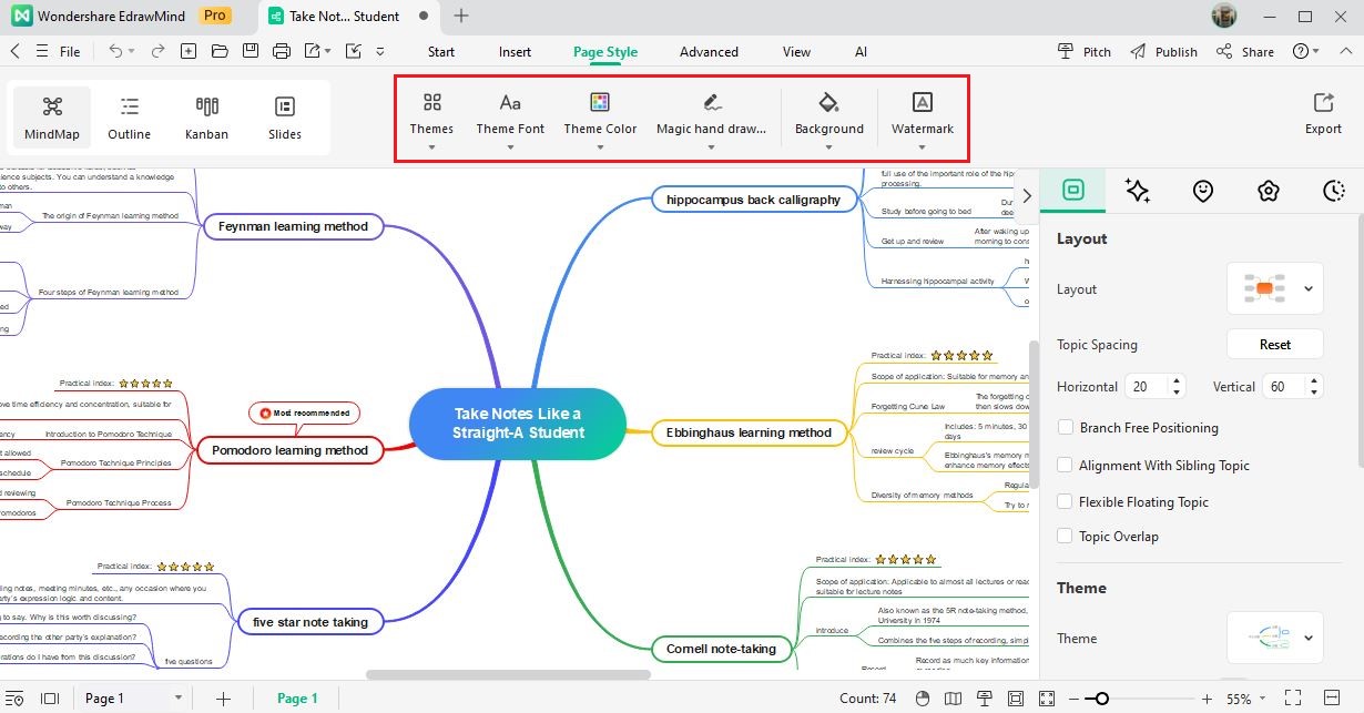 edrawmind styles and themes