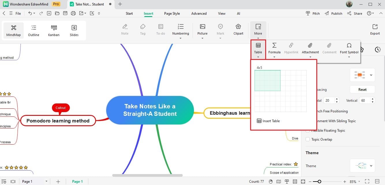 edrawmind table