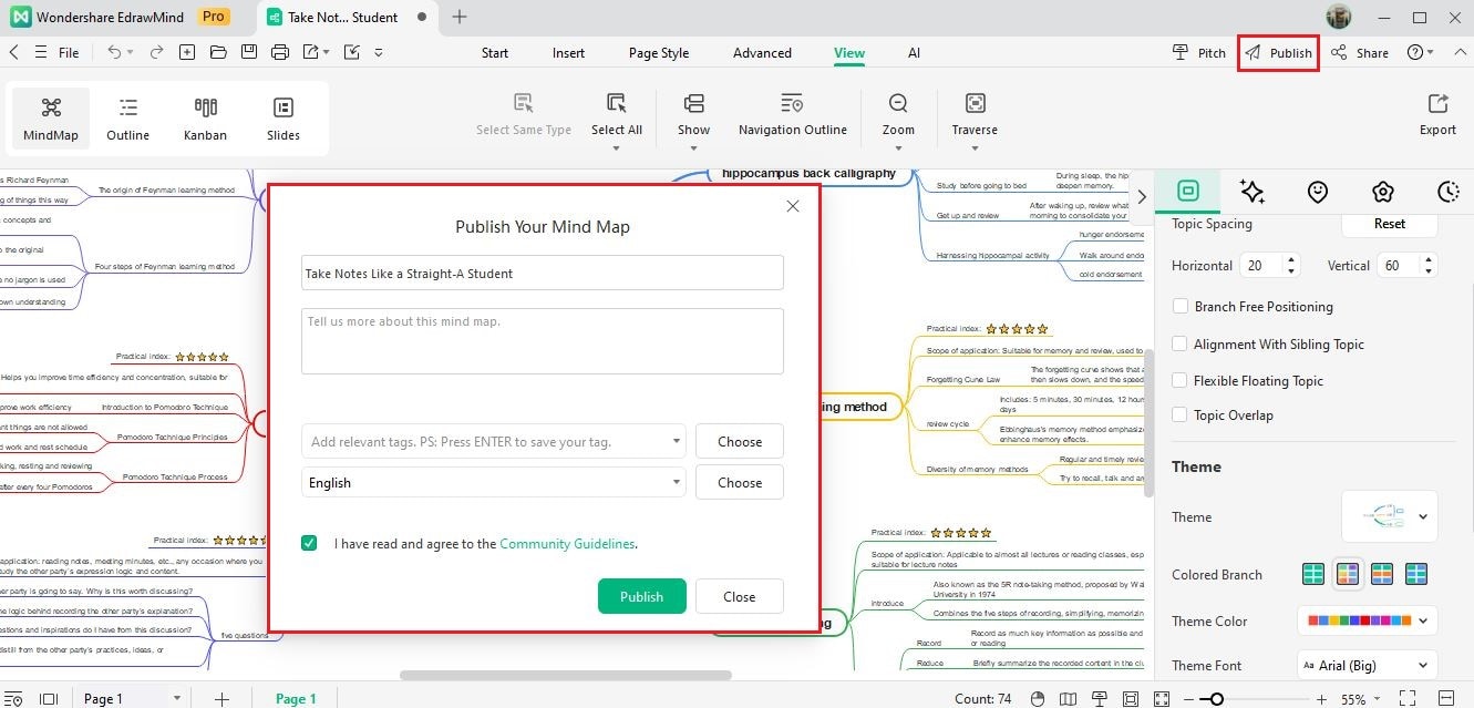 edrawmind publish mind map