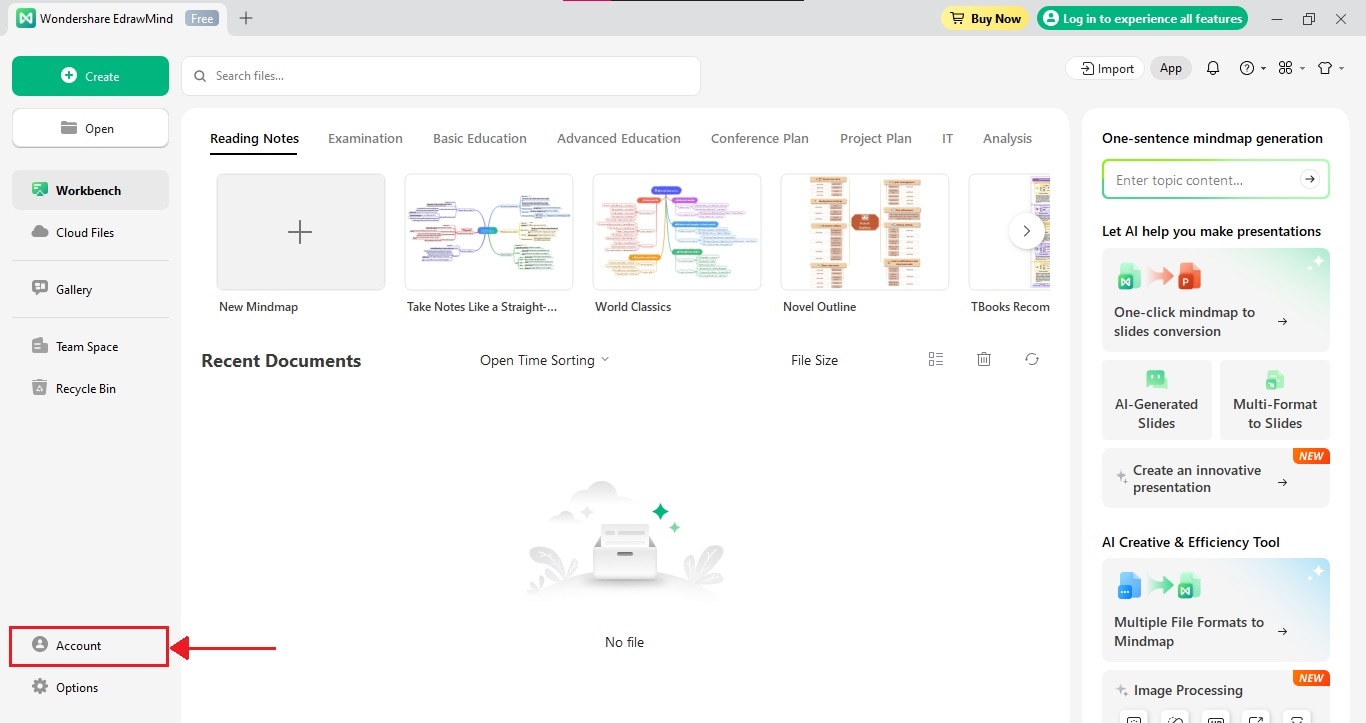 edrawmind template selection interface