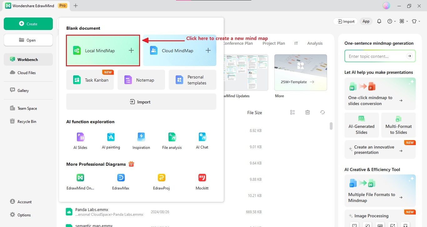 edrawmind create new file page