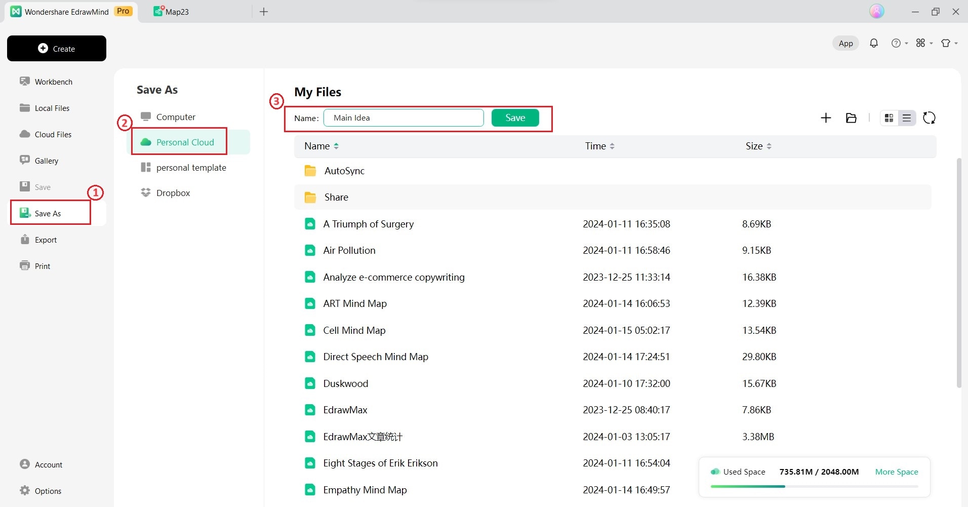 edrawmind save file in personal cloud