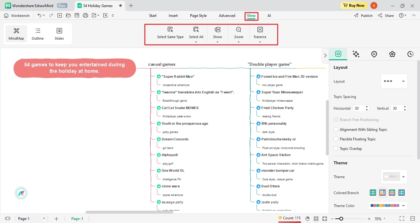 editing your slides on edrawmind