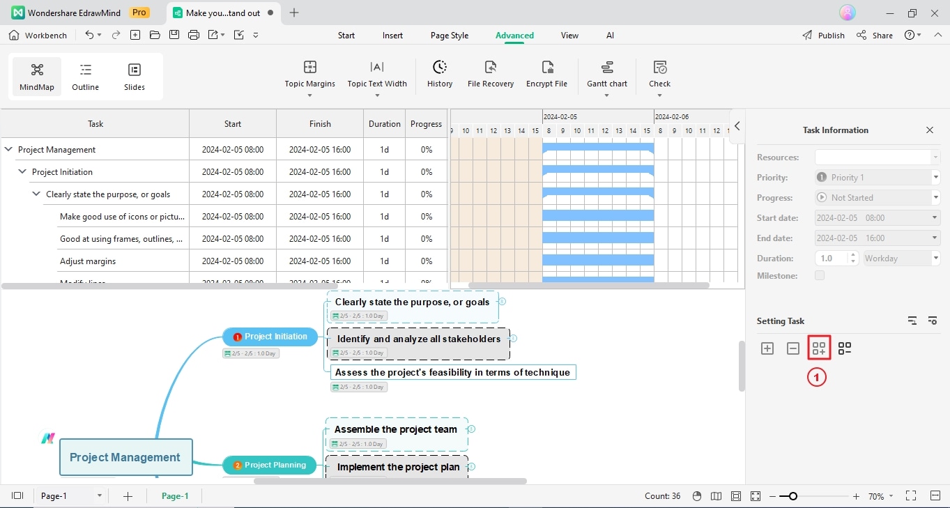 gantt chart in edrawmind