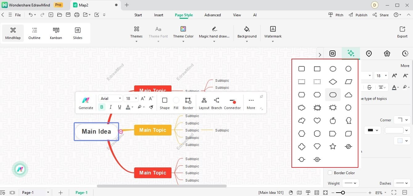 edrawmind select shape style