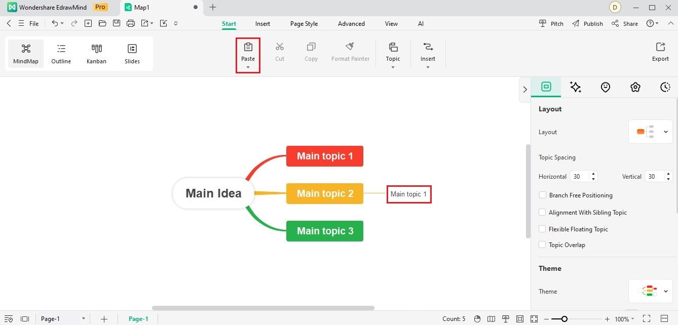 paste topic as subtopic