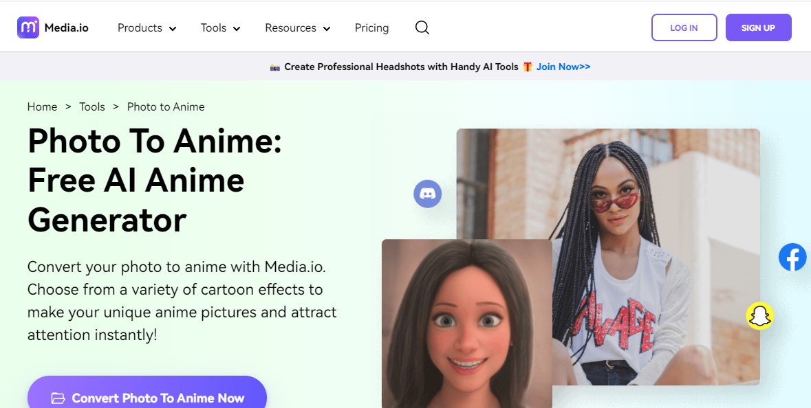 media.io photo to anime converter