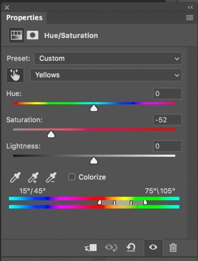 hue and saturation adjustment