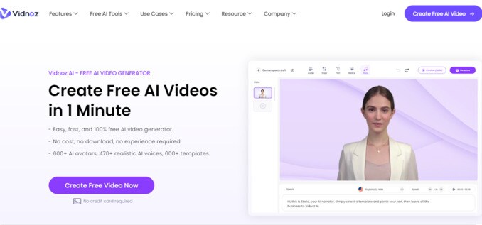 vidnoz ai deepfake video maker free online