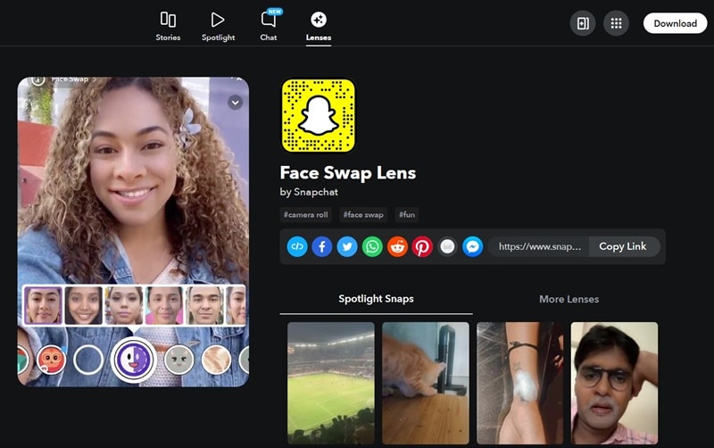 snapchat face swap lens feature