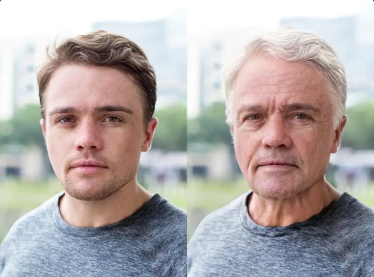 before and after old age filter.