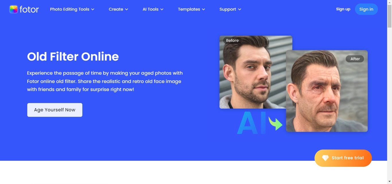 fotor old filter online homepage.