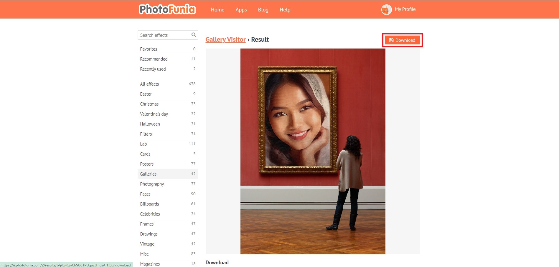 photofunia download button