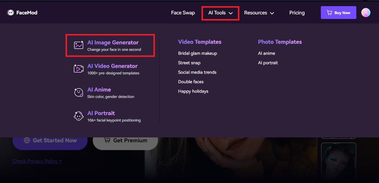 select the ai image generator