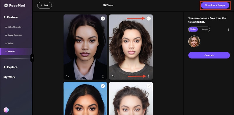 FaceHub generate portrait now