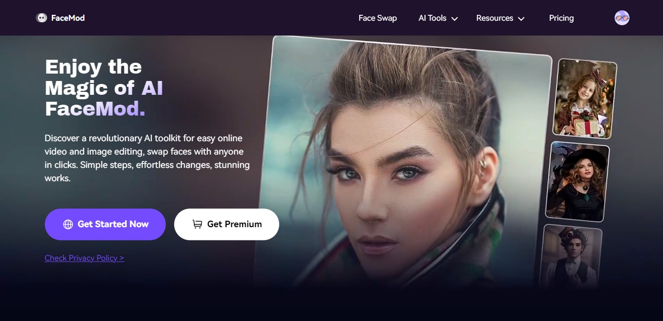 FaceHub website interface