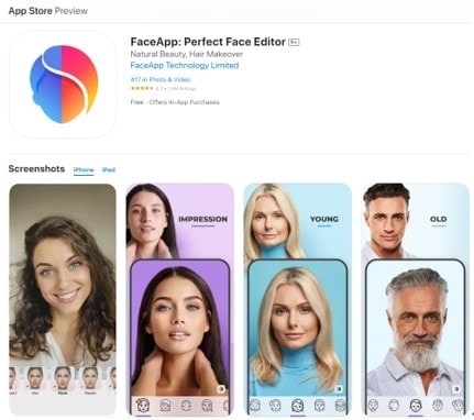 faceapp interface