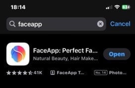 search faceapp in app store