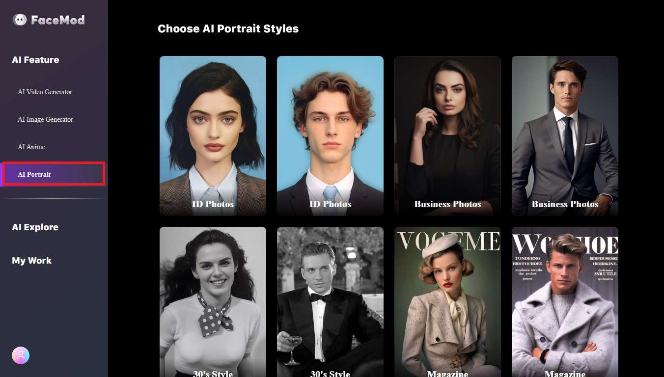 choose a portrait style.