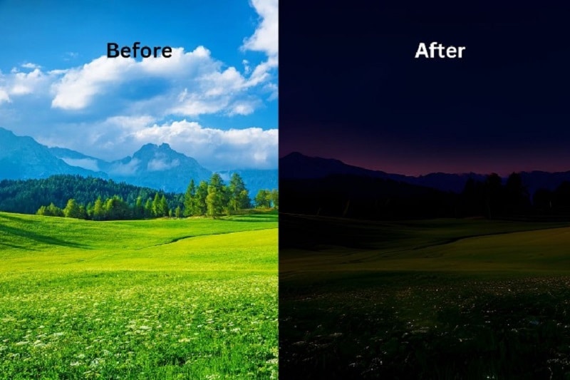 day and night landscape