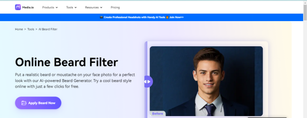 online beard filter of media.io 
