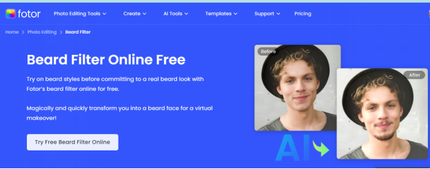 Online beard filter of Fotor 