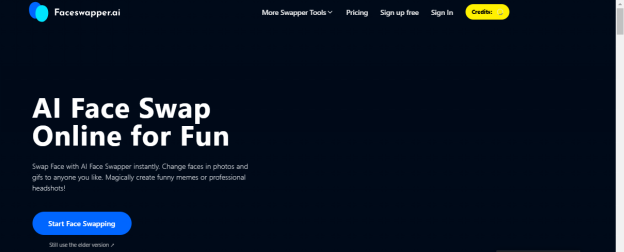 homepage of face swapper ai 