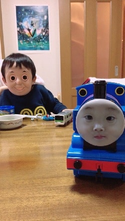 Face swap with Thomas the train