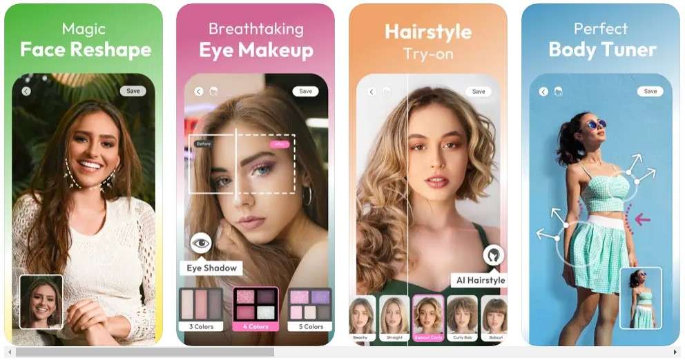 user Interface of youcam makeup app.