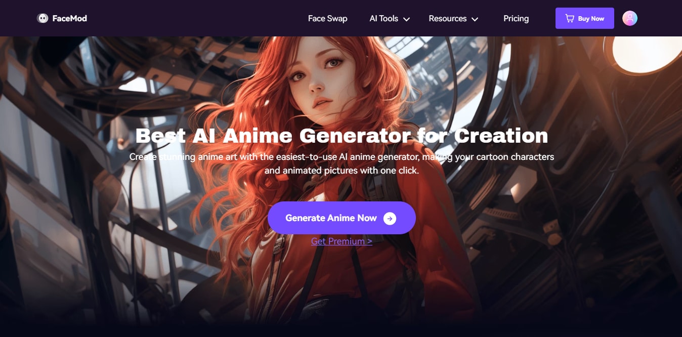 FaceHub anime generator webpage interface