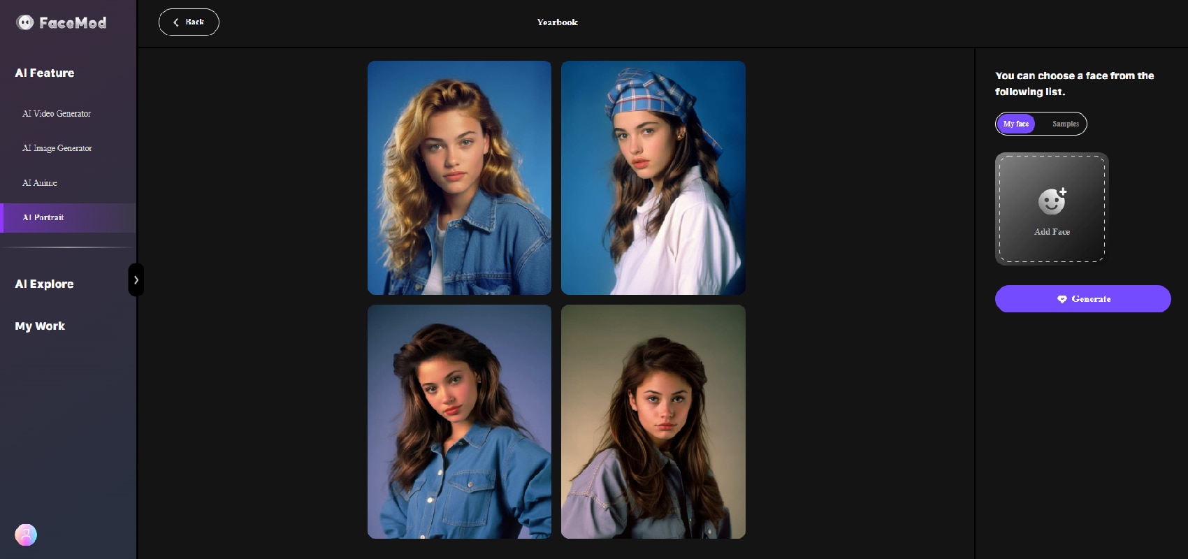 ai portrait FaceHub yearbook theme