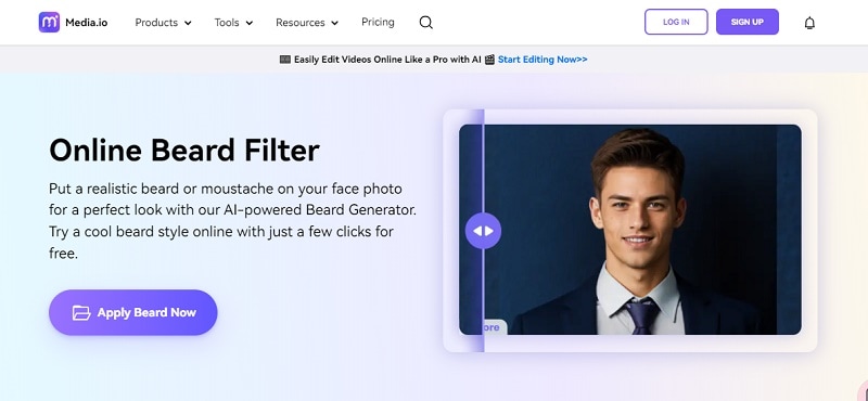 media.io online beard filter