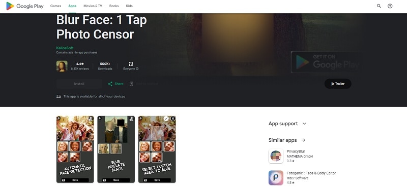 blur face 1: photo censor on google play stores