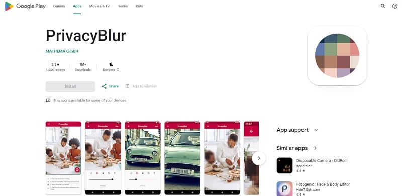 privacyblur on google play stores