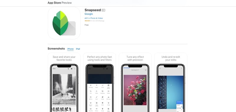 snapseed on apple stores