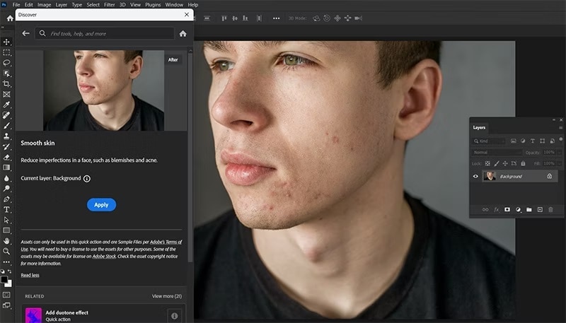 apply smooth skin on photoshop discovery