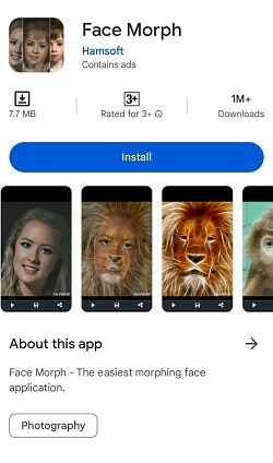 install the face morph app on your phone