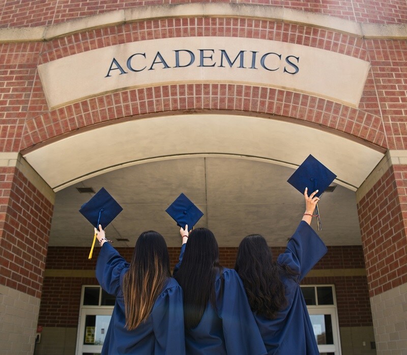 you can take your graduation photos in front of your school