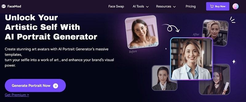 ai portrait on FaceHub’s site