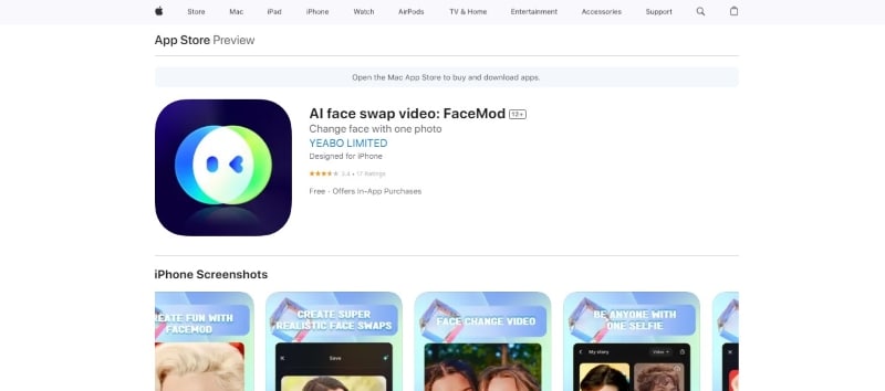 FaceHub mobile app on app store