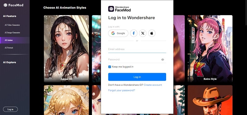 log in to FaceHub ai anime