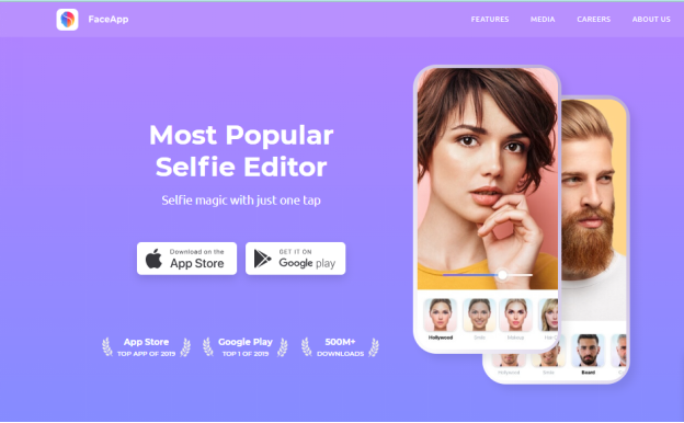 website interface of faceapp. 