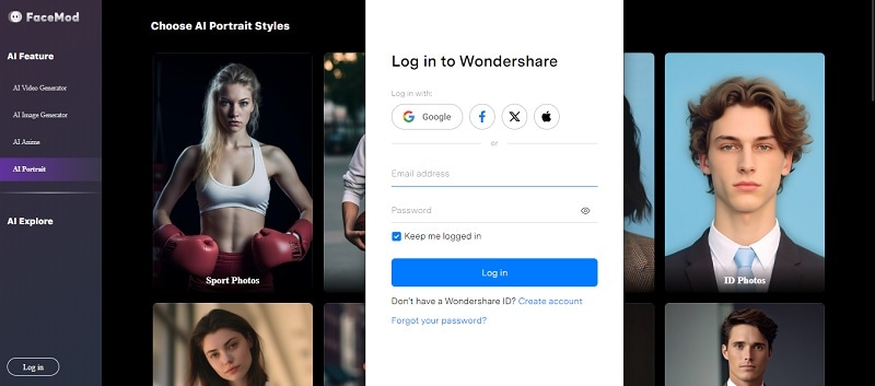 login to FaceHub ai portrait