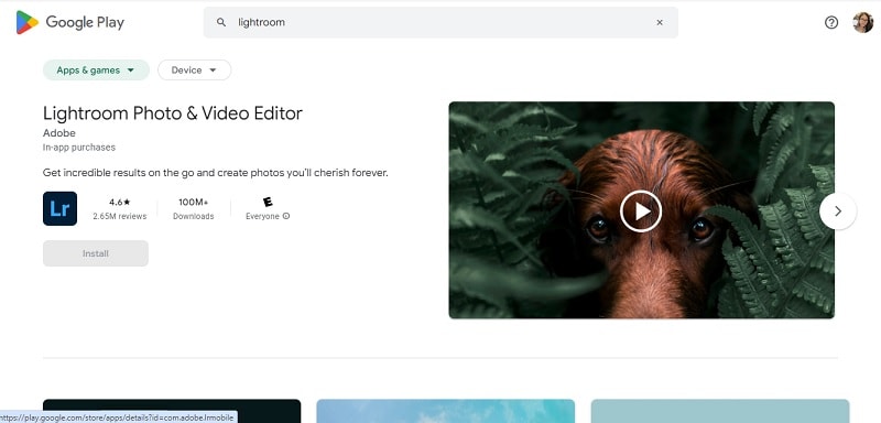 adobe photoshop lightroom app in google playstore