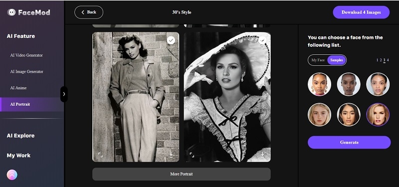 30’s style in ai portrait FaceHub